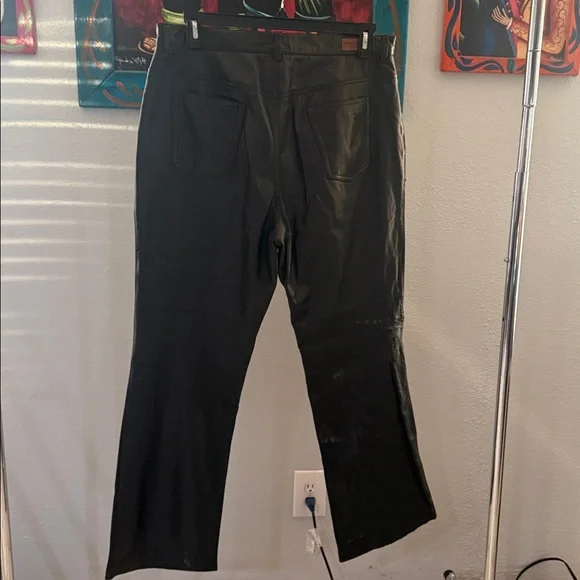 Lauren Jean Co Vintage 2001 Black Leather Boot Cut Pants